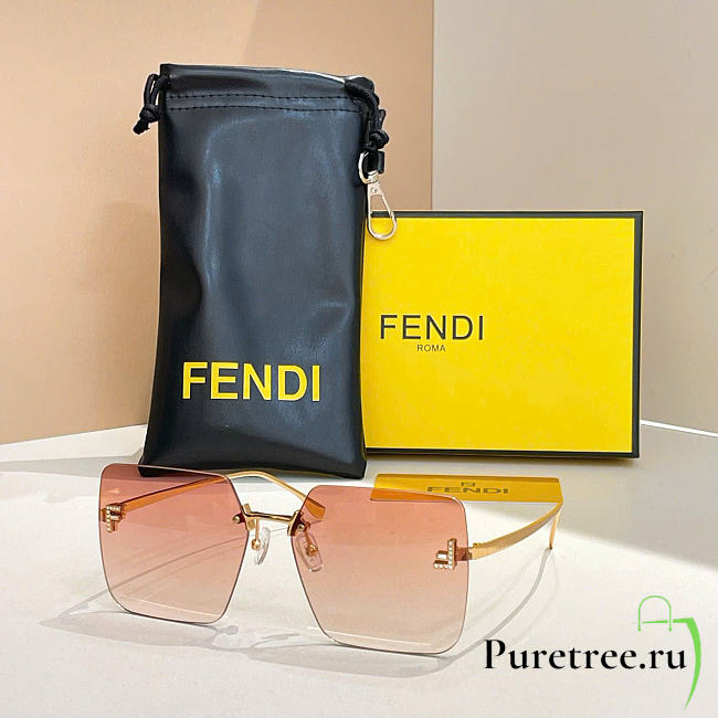 Fendi First Crystal Gold metal sunglasses with pink gradient lenses - 1