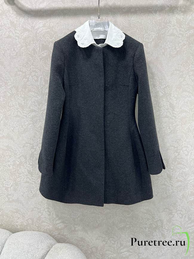 MIUMIU | Collar Peter Pan Wool Coat Dress Black - 1