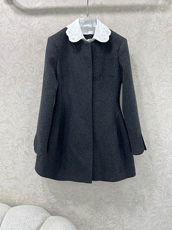 MIUMIU | Collar Peter Pan Wool Coat Dress Black