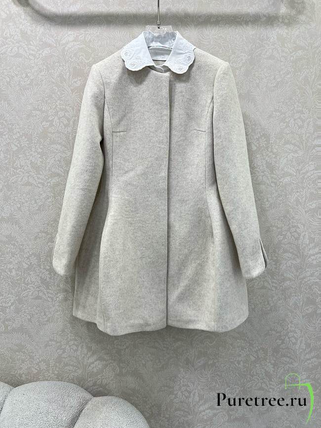 MIUMIU | Collar Peter Pan Wool Coat Dress White - 1