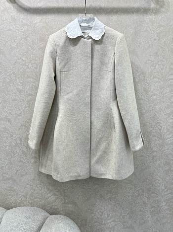 MIUMIU | Collar Peter Pan Wool Coat Dress White