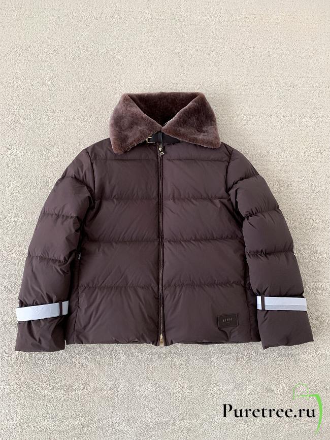 FENDI | Wool Collar Ski Down Jacket Burgundy - 1