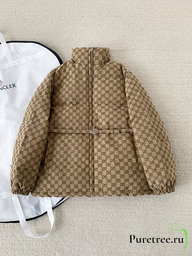 GUCCI | Jacquard Belt Down Canvas Bomber Jacket - 1