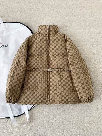 GUCCI | Jacquard Belt Down Canvas Bomber Jacket