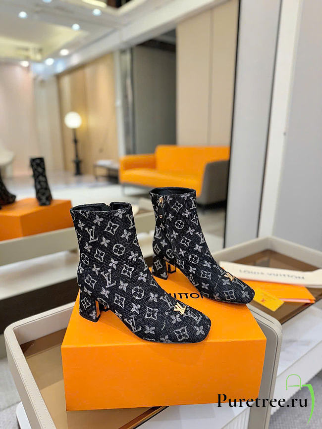 LOUIS VUITTON | Denim Ankle Boots 5cm Black - 1