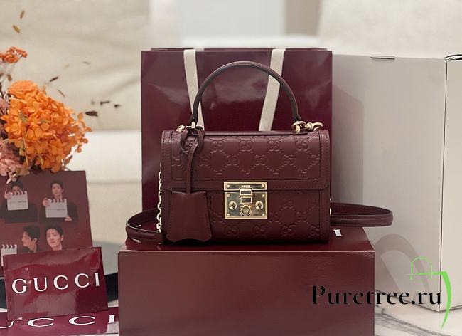 GUCCI | Padlock small top handle bag Rosso Ancora red GG leather - 1