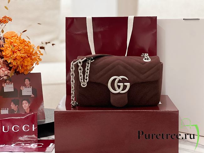 GUCCI | GG Marmont shoulder bag Dark brown size 23x14x6 cm - 1