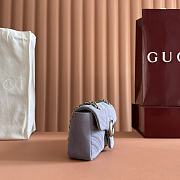GUCCI | GG Marmont medium shoulder bag Dusty blue matelassé chevron suede - 6