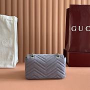 GUCCI | GG Marmont medium shoulder bag Dusty blue matelassé chevron suede - 4