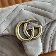 GUCCI | GG Marmont medium shoulder bag Dusty blue matelassé chevron suede - 2
