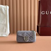GUCCI | GG Marmont mini shoulder bag Dusty blue matelassé chevron suede - 1