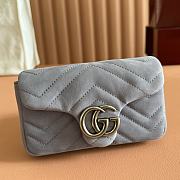 GUCCI | GG Marmont mini shoulder bag Dusty blue matelassé chevron suede - 6