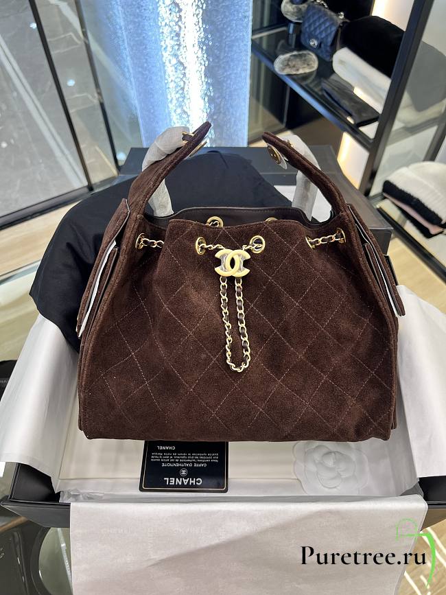 CHANEL | Small 25 handbag Wool tweed Dark Brown - 1