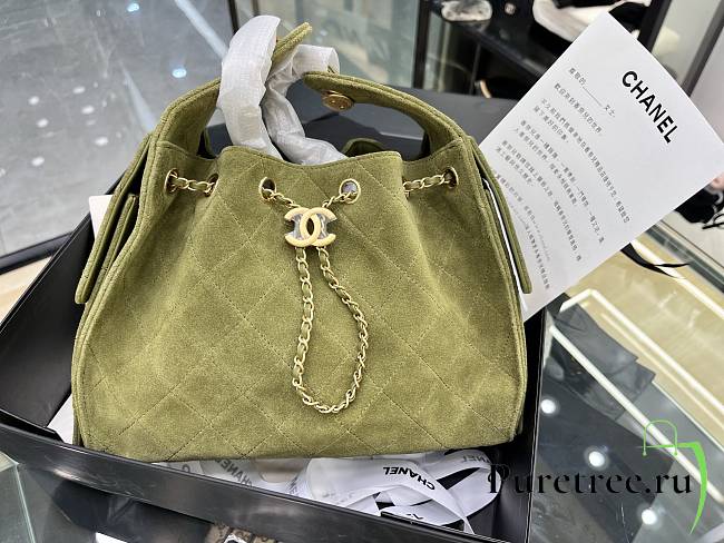 CHANEL | Small 25 handbag Wool tweed Green  - 1