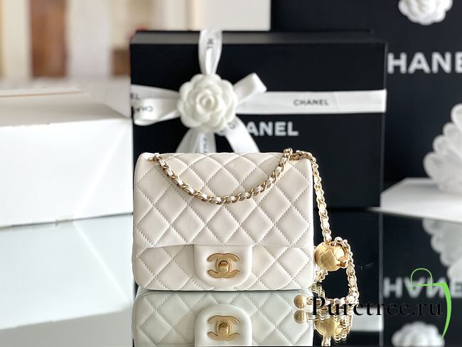 CHANEL | Lambskin Flap Bag In White - 1