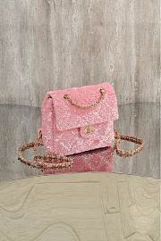 CHANEL | Quilted Sequins & Gold-Tone Metal Pink Backpack - 3