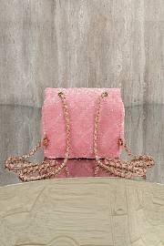 CHANEL | Quilted Sequins & Gold-Tone Metal Pink Backpack - 2