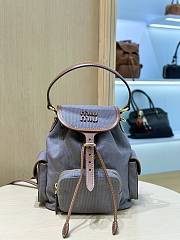 MIUMIU | Medium Canvas and leather backpack Aluminum/Brandy - 1