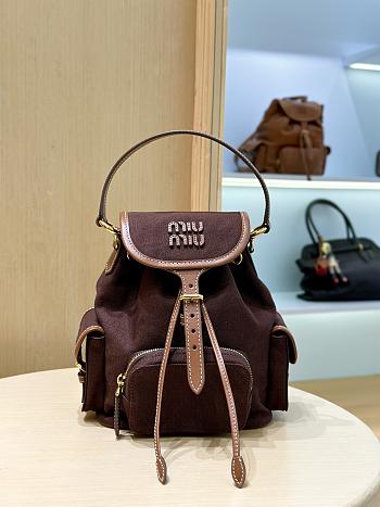 MIUMIU | Medium Canvas and leather backpack Cocoa Brown/Brandy