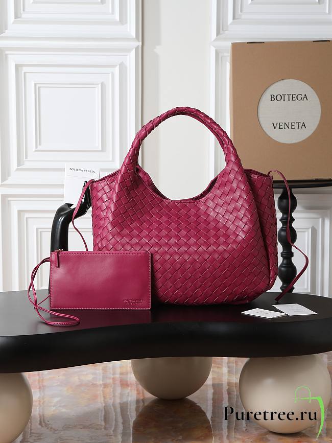 BOTTEGA VENETA | Campana intrecciato leather shoulder bag burgundy - 1