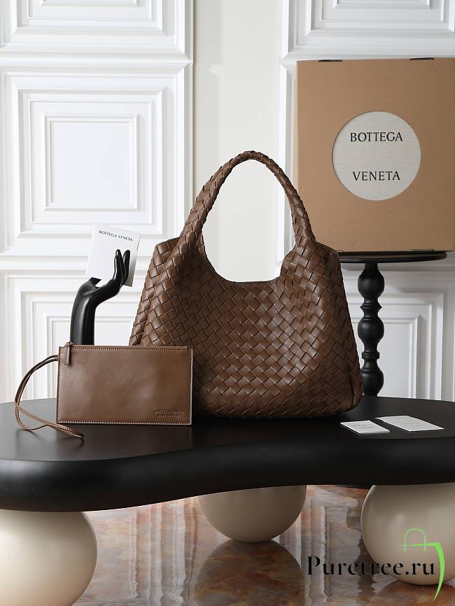 BOTTEGA VENETA | Campana intrecciato leather shoulder bag brown - 1