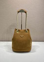 PRADA | Mariner small suede bucket bag Cinnamon - 1
