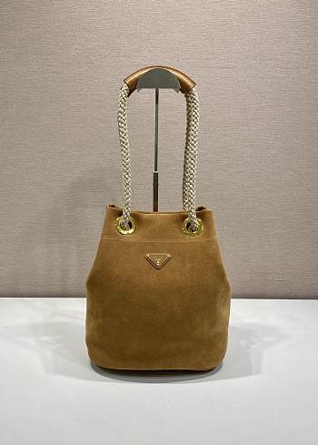 PRADA | Mariner small suede bucket bag Cinnamon