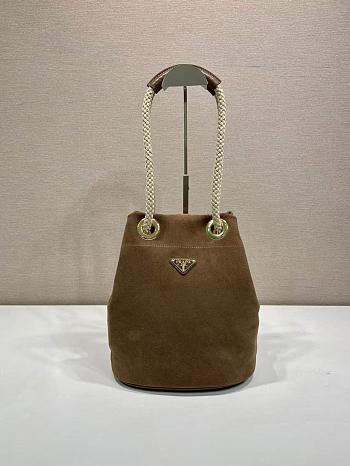 PRADA | Mariner small suede bucket bag Cocoa Brown