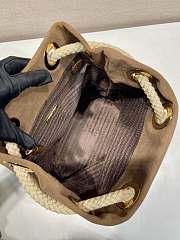 PRADA | Mariner small suede bucket bag Cocoa Brown - 6