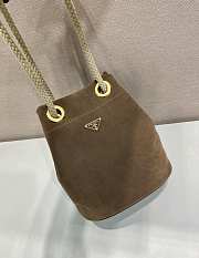 PRADA | Mariner small suede bucket bag Cocoa Brown - 4