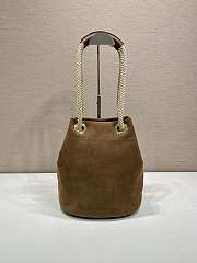PRADA | Mariner small suede bucket bag Cocoa Brown - 3