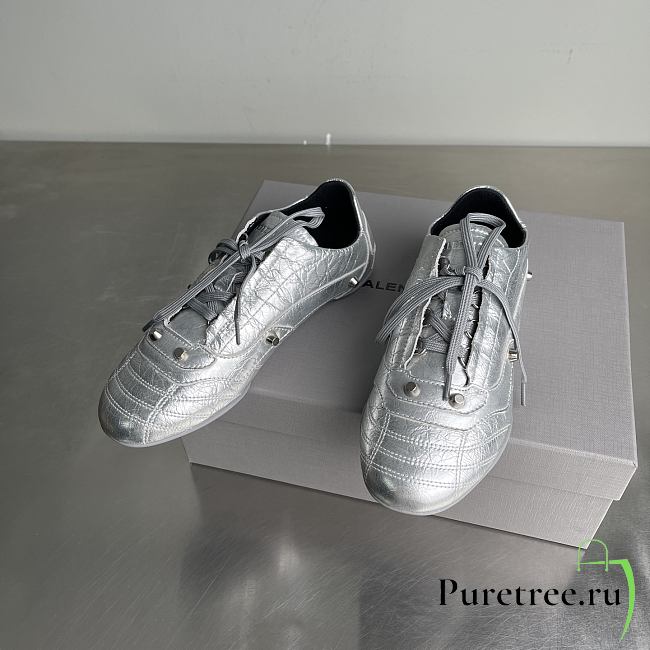 BALENCIAGA | City Women's Flat Lace-up Casual Shoes Silver - 1