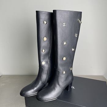 CHANEL | Double C Slim Fit Boots Black