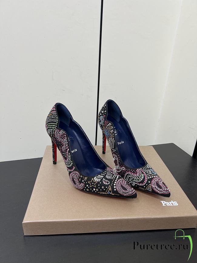 Christian Louboutin CL Red Sole Rhinestone High Heels 10.5 cm - 1