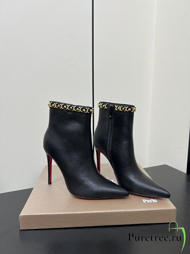 Christian Louboutin CL Red Sole Zipper High-Heeled Ankle Boots 10.5 cm (01) - 1