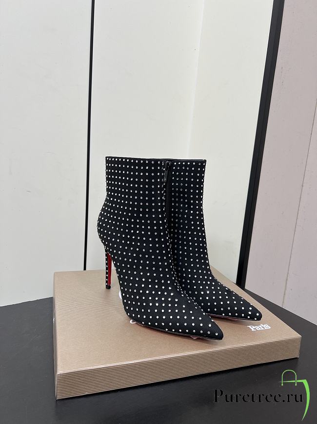 Christian Louboutin CL Red Sole Zipper High-Heeled Ankle Boots 10.5 cm (02) - 1