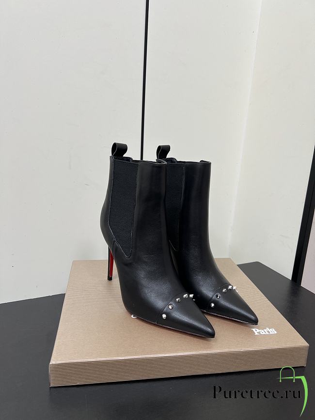 Christian Louboutin CL Red Sole Zipper High-Heeled Ankle Boots (05) - 1