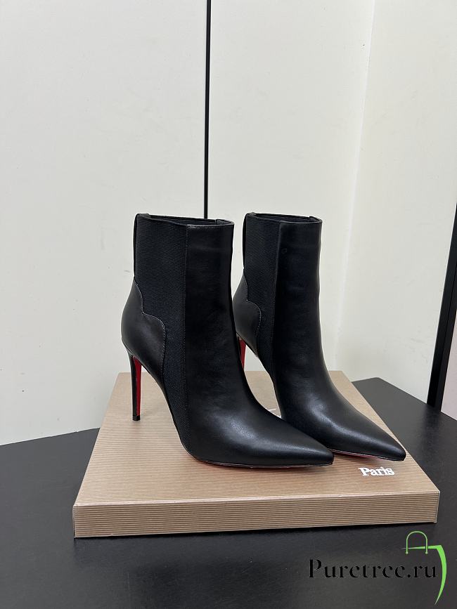 Christian Louboutin CL Red Sole Zipper High-Heeled Ankle Boots (06) - 1