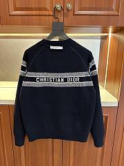 DIOR | round neck knit wool sweater dark blue - 6