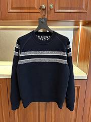 DIOR | round neck knit wool sweater dark blue - 2
