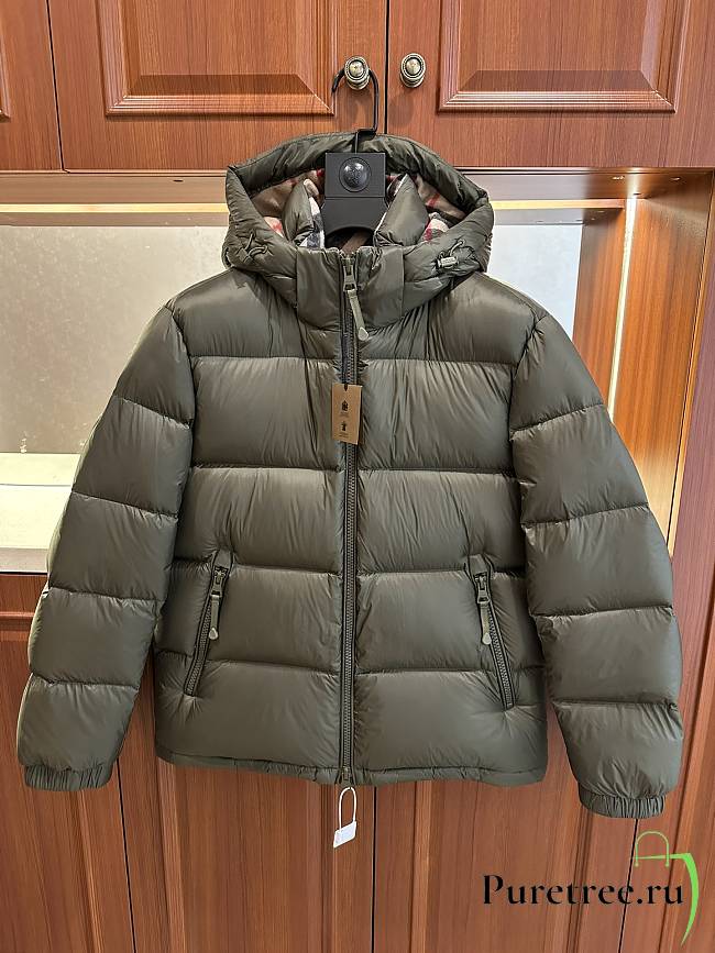 BURBERRY | Stand-collar hooded down jacket green - 1