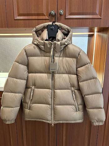 BURBERRY | Stand-collar hooded down jacket beige