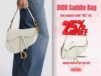 Dior Saddle Bag With Strap White Grained Calfskin 25.5 cm