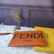 FENDI | Brown Leather Wristlet Pouch Bag - 2