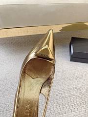 PRADA | Black Brushed Leather Slingback Pumps Gold - 4