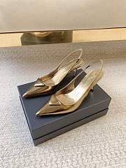 PRADA | Black Brushed Leather Slingback Pumps Gold - 2