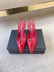 PRADA | Black Brushed Leather Slingback Pumps Red - 1