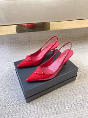 PRADA | Black Brushed Leather Slingback Pumps Red - 6