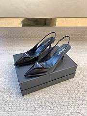 PRADA | Black Brushed Leather Slingback Pumps Black - 3