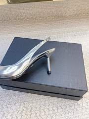 PRADA | Black Brushed Leather Slingback Pumps Silver - 4